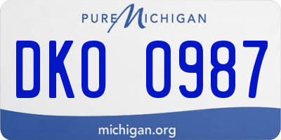 MI license plate DKO0987
