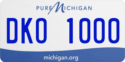 MI license plate DKO1000