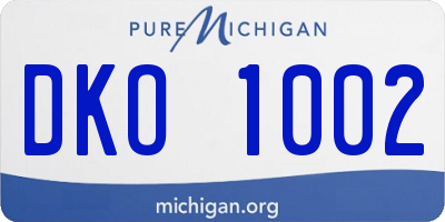 MI license plate DKO1002
