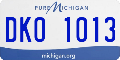 MI license plate DKO1013