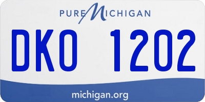 MI license plate DKO1202