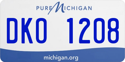 MI license plate DKO1208