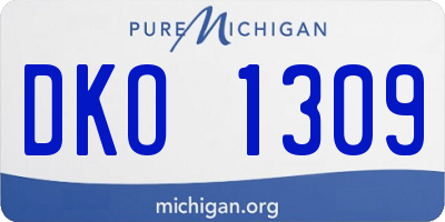 MI license plate DKO1309