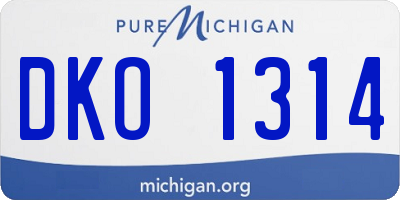 MI license plate DKO1314