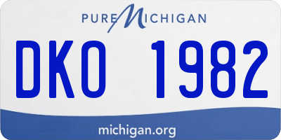 MI license plate DKO1982