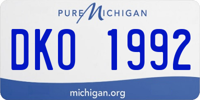 MI license plate DKO1992