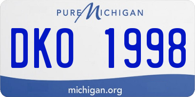 MI license plate DKO1998