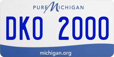 MI license plate DKO2000