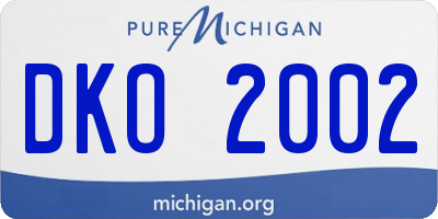 MI license plate DKO2002