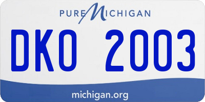 MI license plate DKO2003