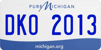 MI license plate DKO2013