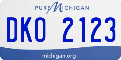 MI license plate DKO2123
