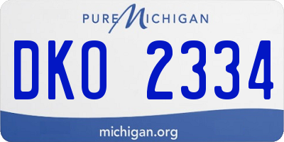 MI license plate DKO2334
