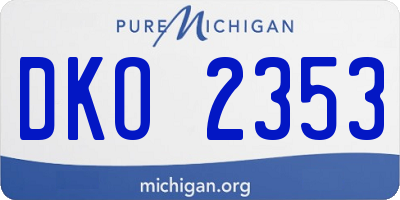 MI license plate DKO2353