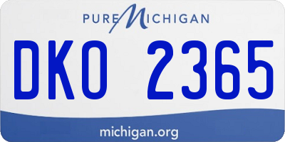 MI license plate DKO2365