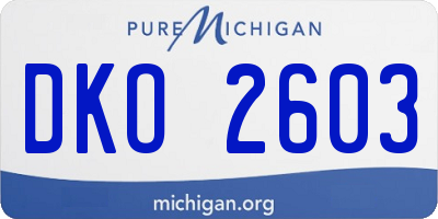 MI license plate DKO2603