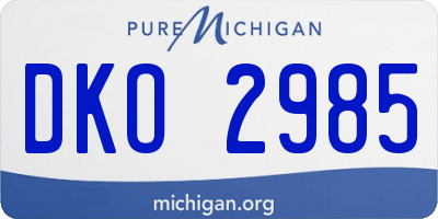 MI license plate DKO2985