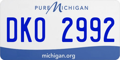 MI license plate DKO2992