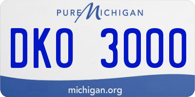 MI license plate DKO3000
