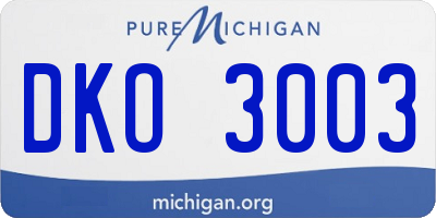 MI license plate DKO3003