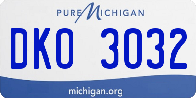 MI license plate DKO3032