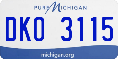MI license plate DKO3115