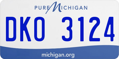 MI license plate DKO3124