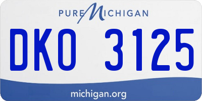 MI license plate DKO3125