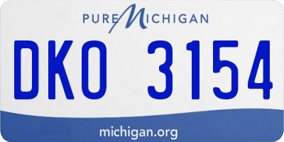 MI license plate DKO3154