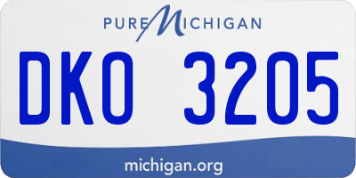 MI license plate DKO3205