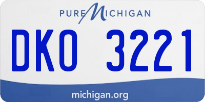 MI license plate DKO3221