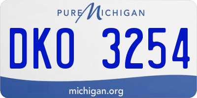 MI license plate DKO3254