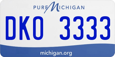 MI license plate DKO3333