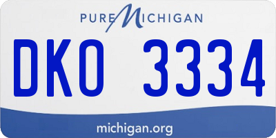 MI license plate DKO3334
