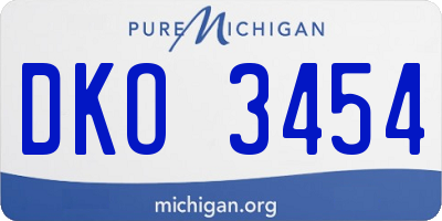 MI license plate DKO3454