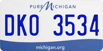 MI license plate DKO3534