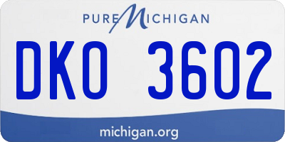 MI license plate DKO3602
