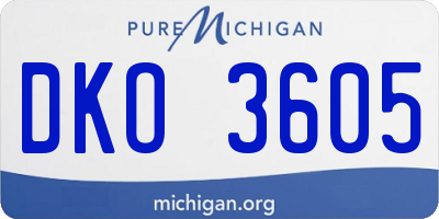 MI license plate DKO3605