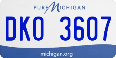 MI license plate DKO3607