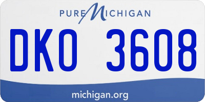 MI license plate DKO3608