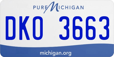 MI license plate DKO3663