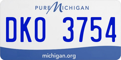 MI license plate DKO3754