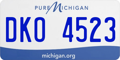 MI license plate DKO4523