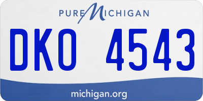MI license plate DKO4543