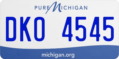 MI license plate DKO4545