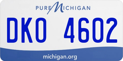 MI license plate DKO4602