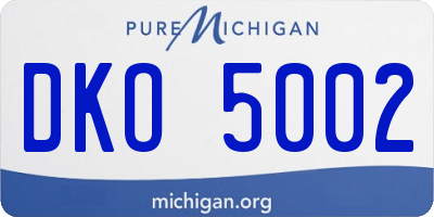 MI license plate DKO5002