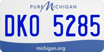 MI license plate DKO5285