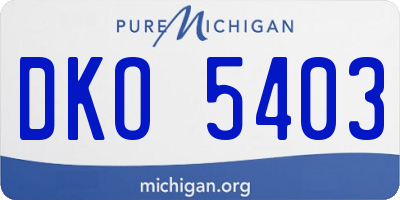 MI license plate DKO5403