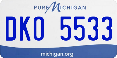 MI license plate DKO5533